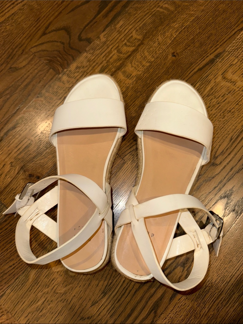 a new day White Strappy Ankle Buckle Flat Sandals